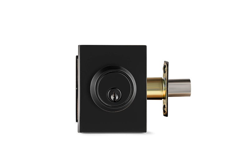 Berlin Modisch HandleSet Front Door Entry Handle and Deadbolt Lock Set Slim Square Single Cylinder Deadbolt and Lever Reversible for Right & Left Sided Doors Heavy Duty â€“ Iron Black Finish - Image 5